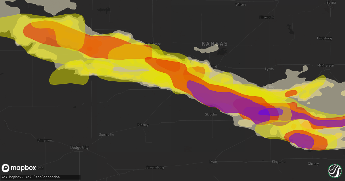 Hail map in Larned, KS on April 28, 2019