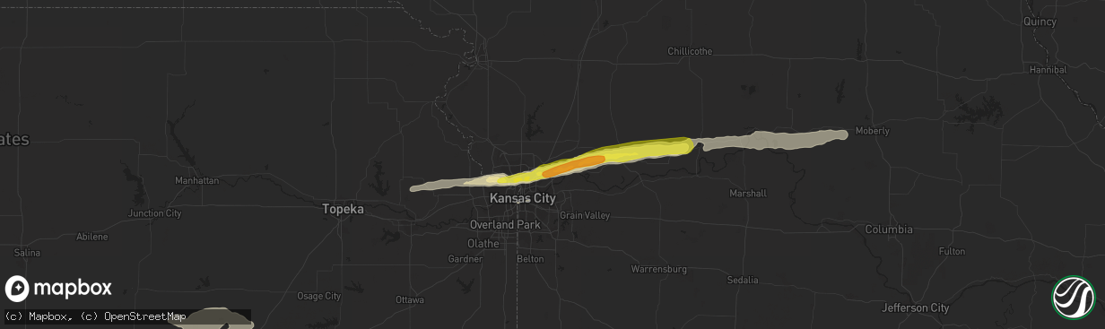 Hail map in Liberty, MO on April 28, 2019