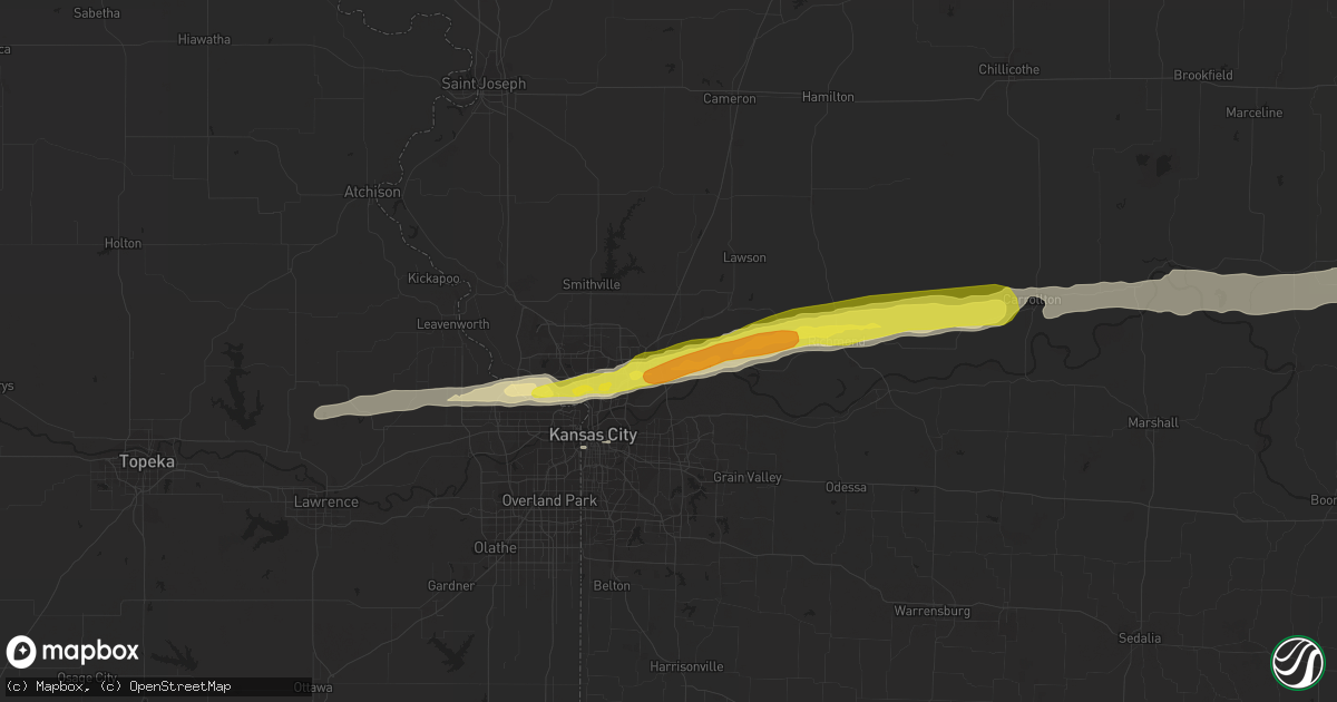 Hail map in Liberty, MO on April 28, 2019