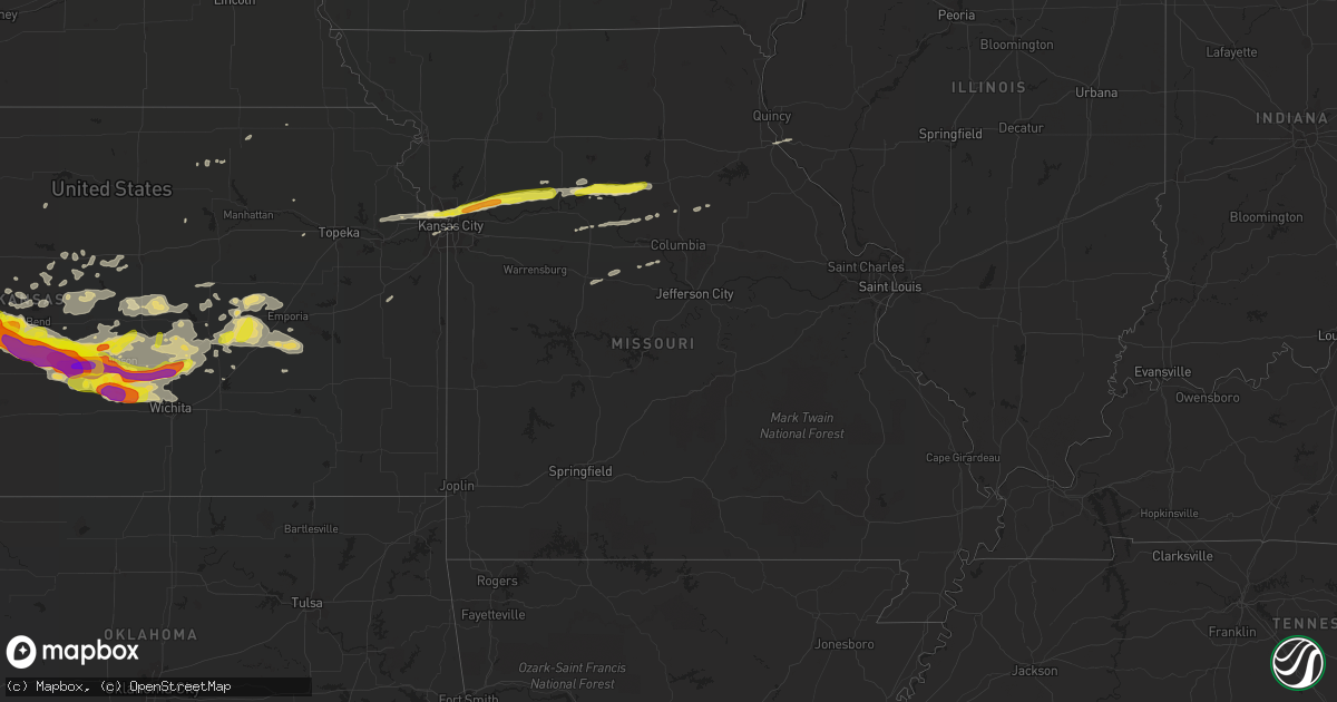 Hail map in Missouri on April 28, 2019