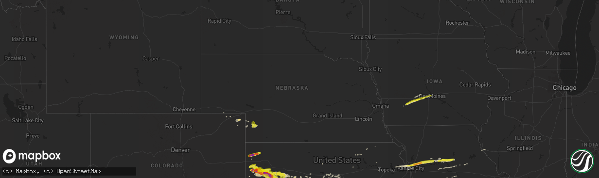 Hail map in Nebraska on April 28, 2019