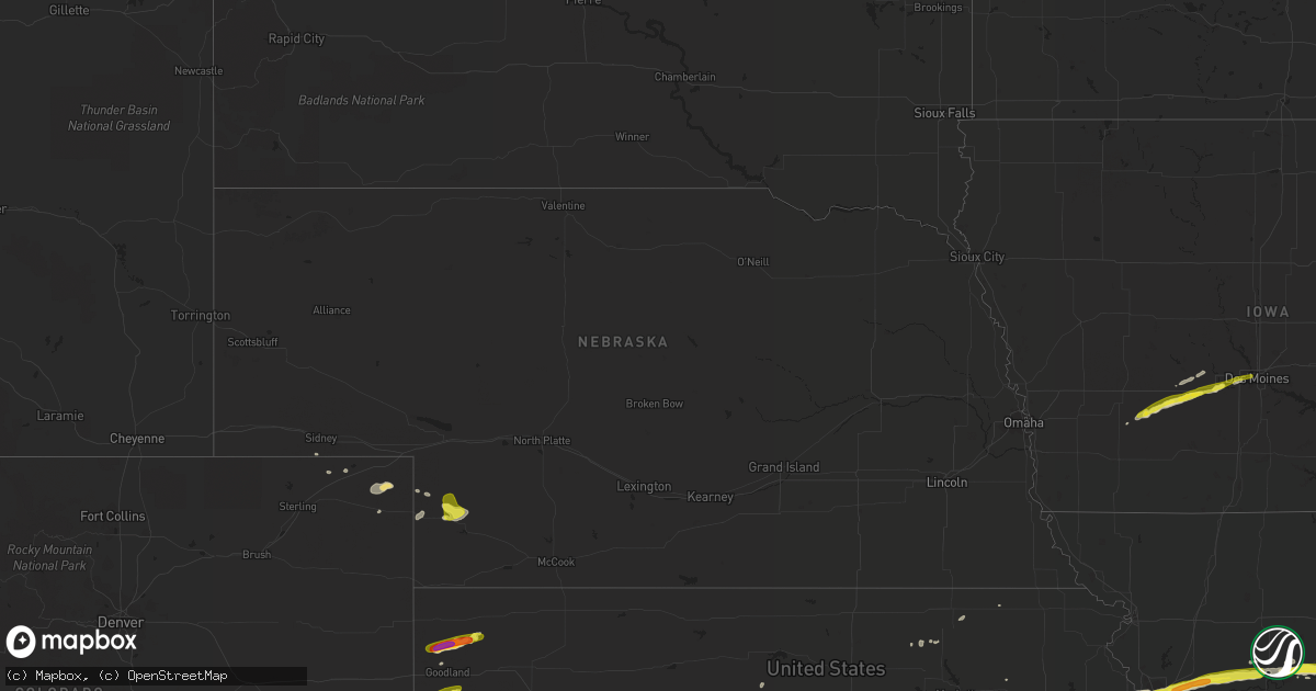 Hail map in Nebraska on April 28, 2019