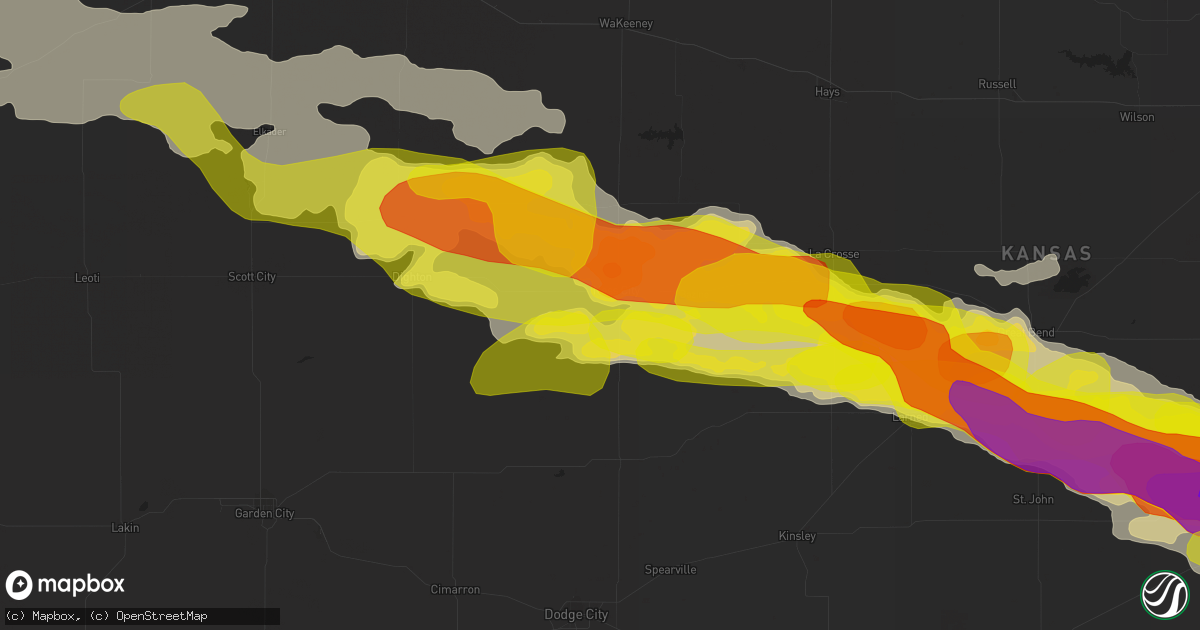 Hail map in Ness City, KS on April 28, 2019