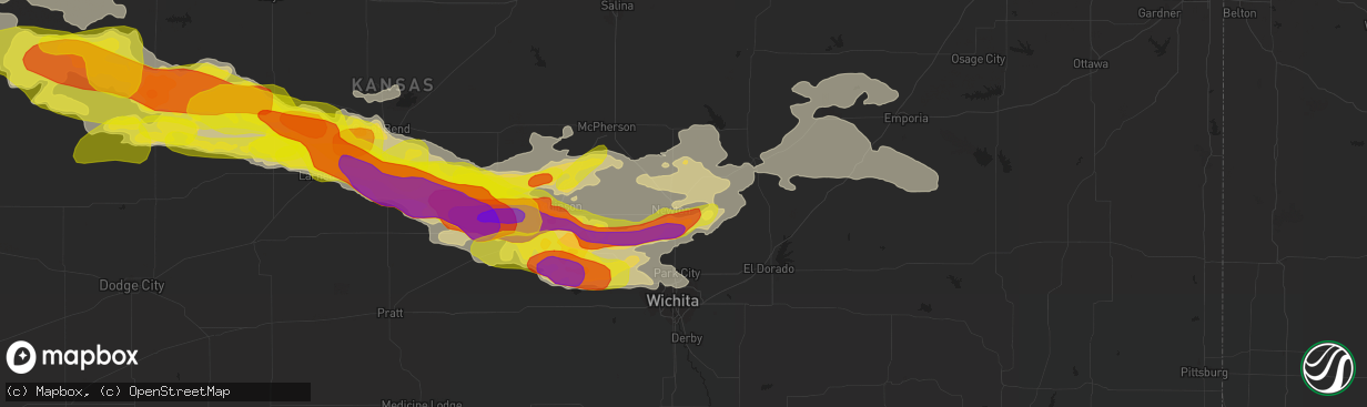 Hail map in Newton, KS on April 28, 2019