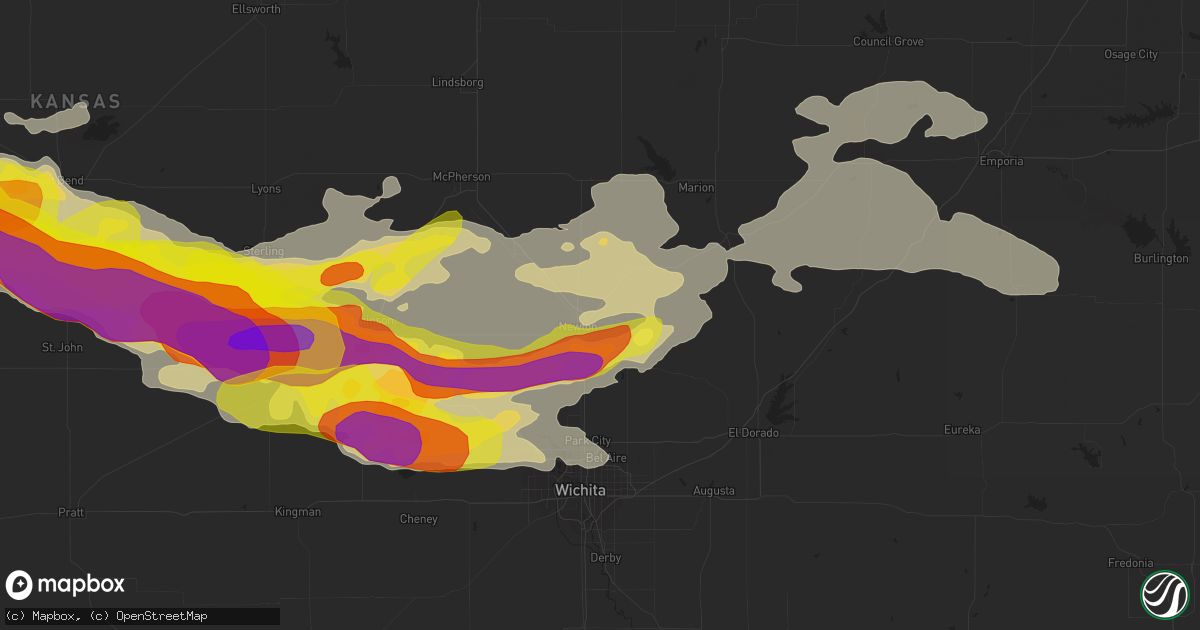 Hail map in Newton, KS on April 28, 2019