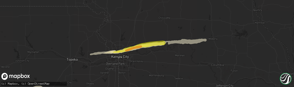 Hail map in Richmond, MO on April 28, 2019