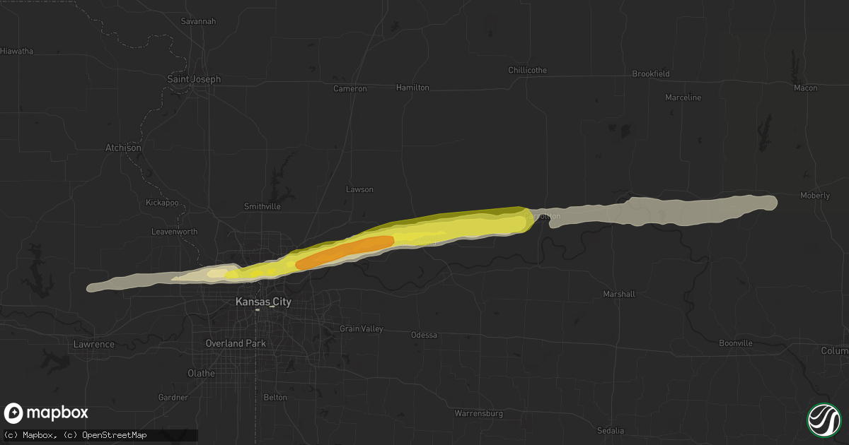 Hail map in Richmond, MO on April 28, 2019