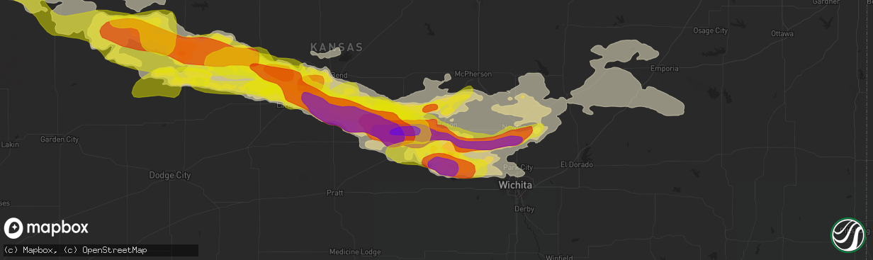 Hail map in South Hutchinson, KS on April 28, 2019