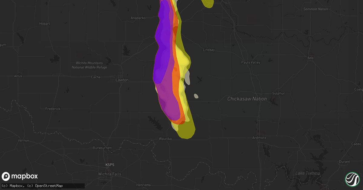 Hail map in Duncan, OK on April 28, 2020