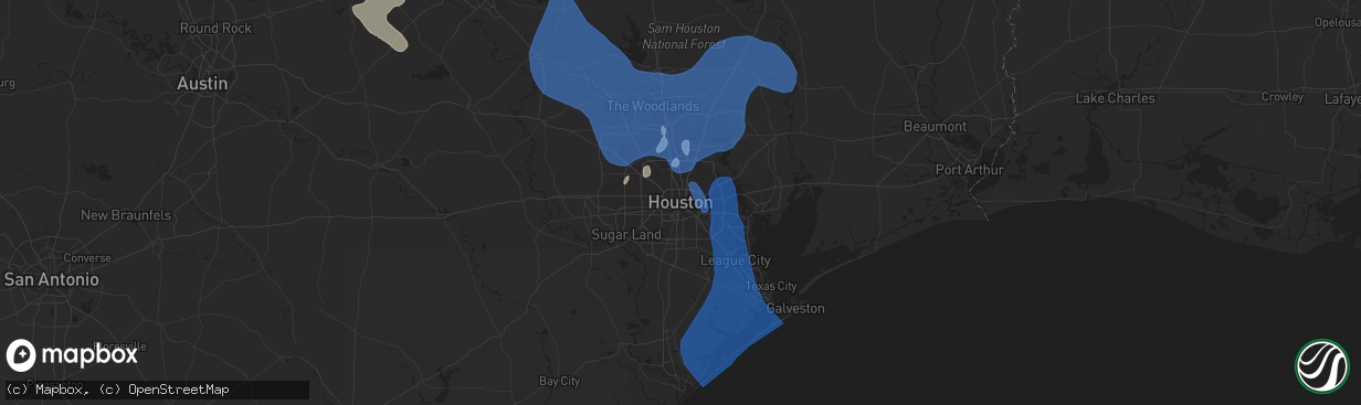 Hail map in Houston, TX on April 28, 2020