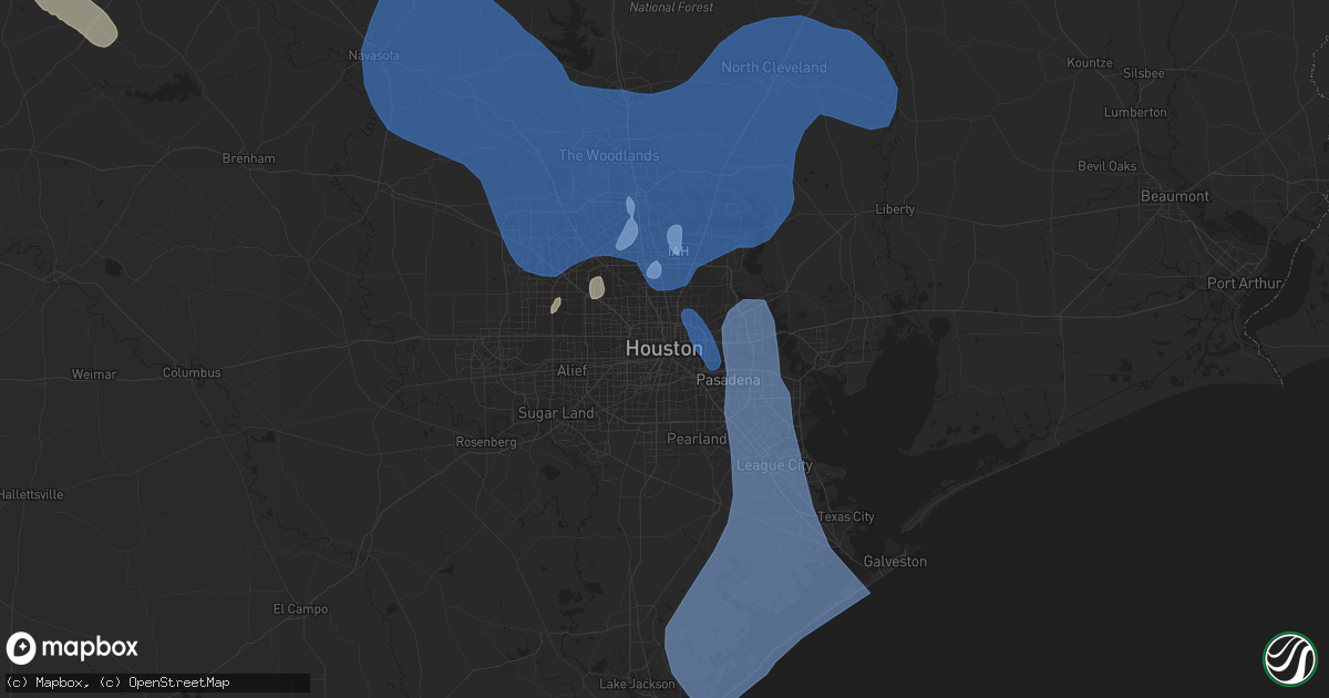 Hail map in Houston, TX on April 28, 2020