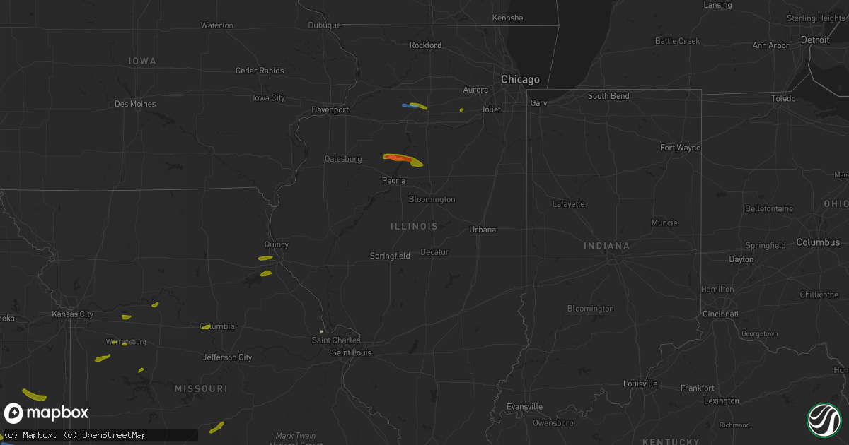Hail map in Illinois on April 28, 2020