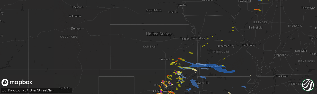 Hail map in Kansas on April 28, 2020