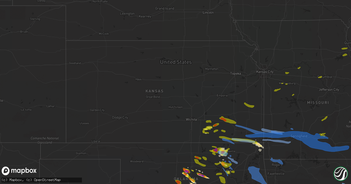 Hail map in Kansas on April 28, 2020