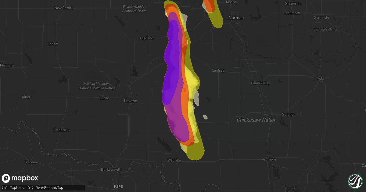 Hail map in Marlow, OK on April 28, 2020