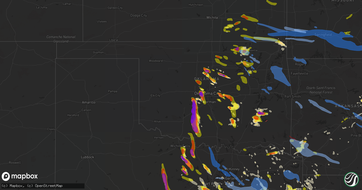 Hail map in Oklahoma on April 28, 2020
