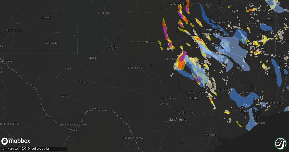 Hail map in Texas on April 28, 2020