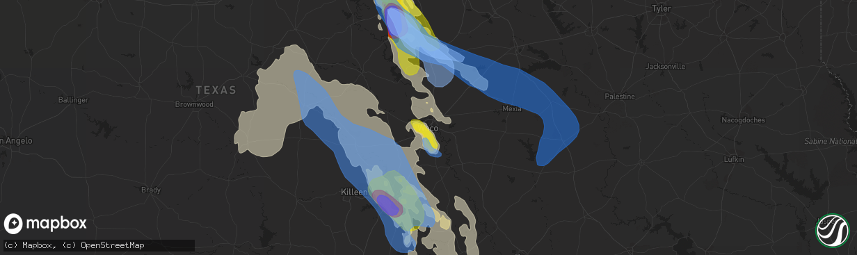 Hail map in Waco, TX on April 28, 2020