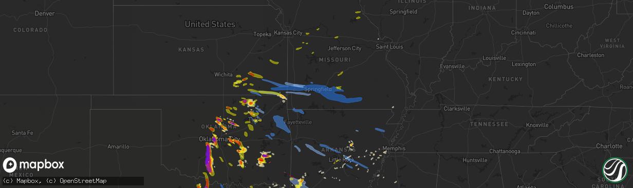 Hail map on April 28, 2020