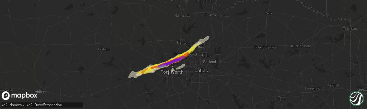 Hail map in Flower Mound, TX on April 28, 2021