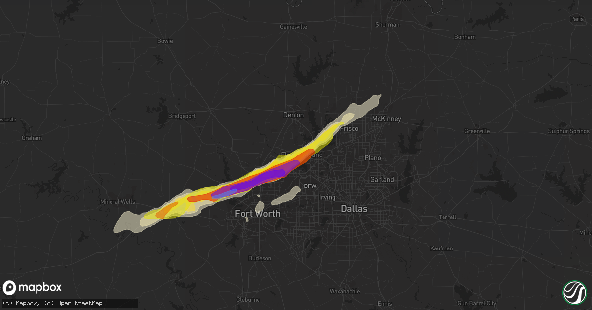 Hail map in Flower Mound, TX on April 28, 2021