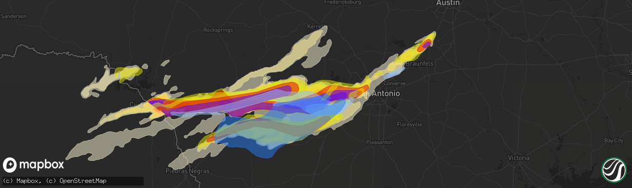 Hail map in Hondo, TX on April 28, 2021