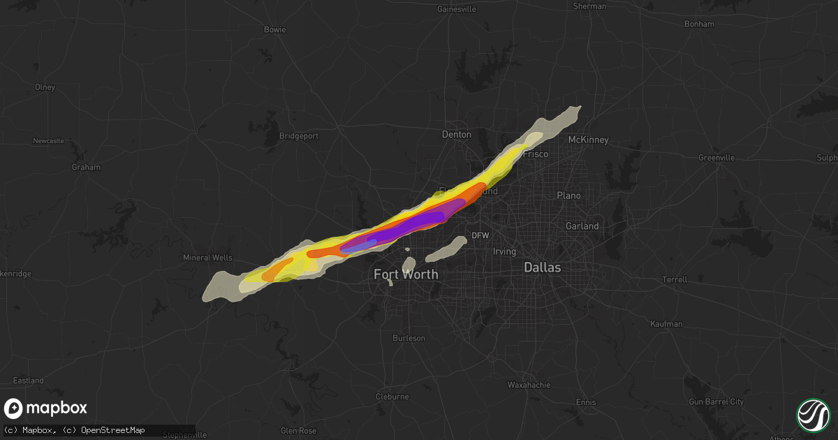 Hail map in Keller, TX on April 28, 2021