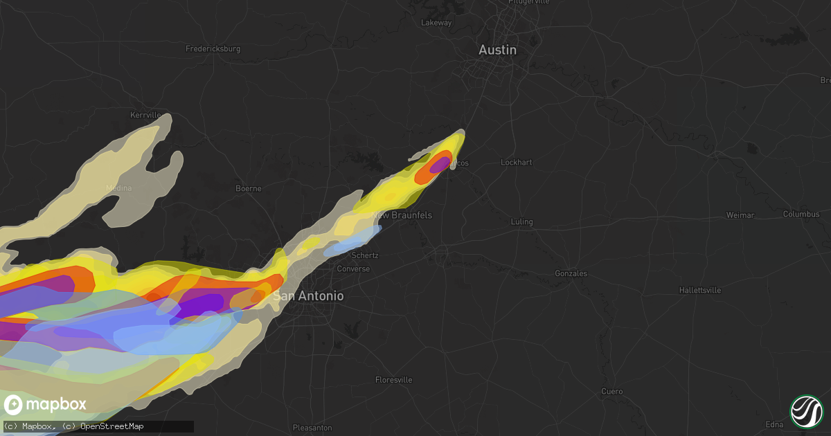 Hail map in New Braunfels, TX on April 28, 2021