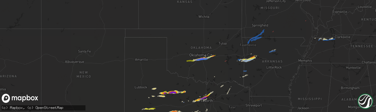 Hail map in Oklahoma on April 28, 2021