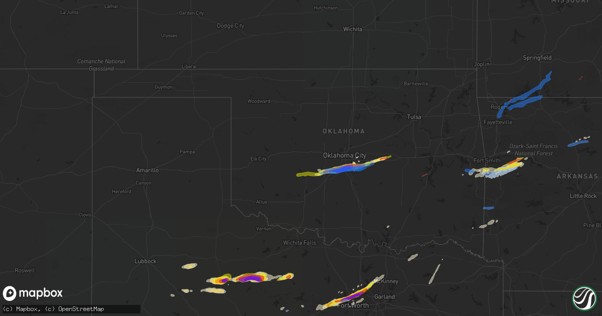 Hail map in Oklahoma on April 28, 2021