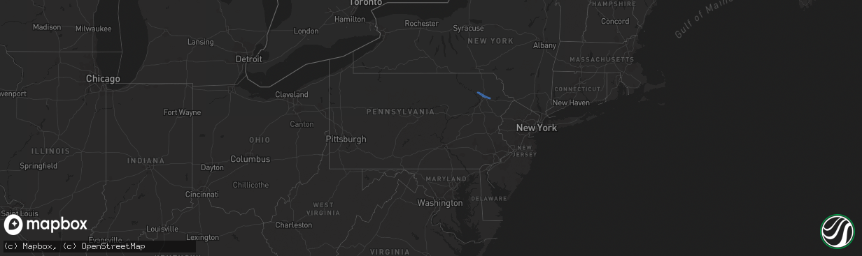 Hail map in Pennsylvania on April 28, 2021