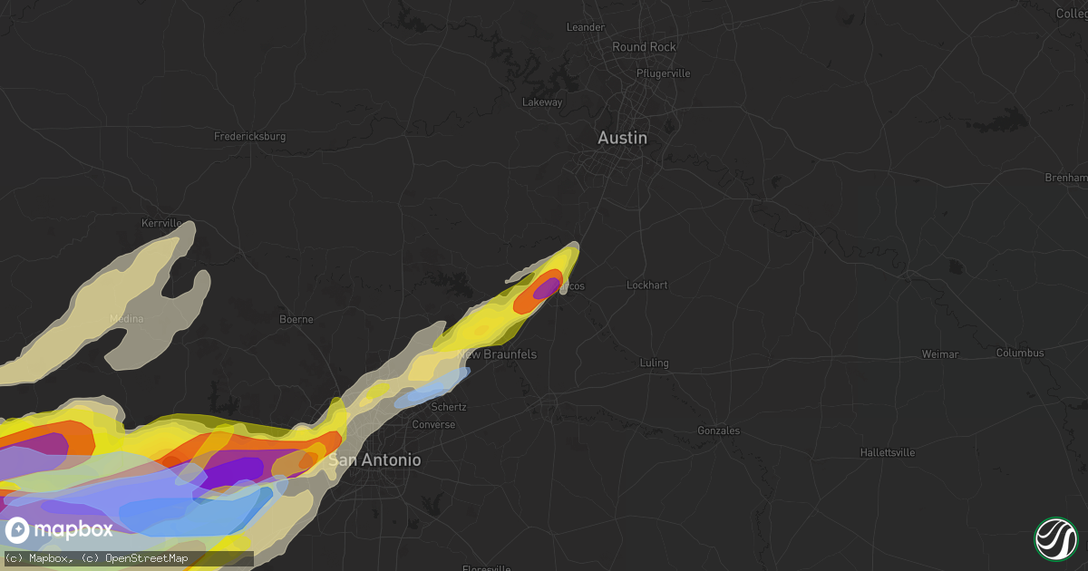 Hail map in San Marcos, TX on April 28, 2021