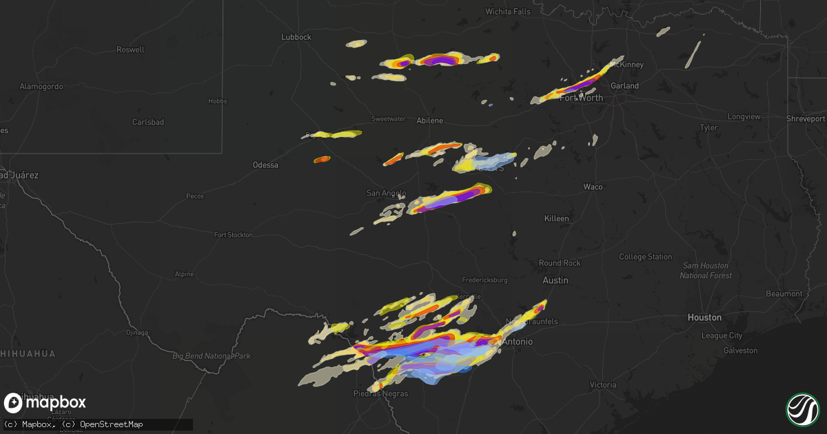 Hail map in Texas on April 28, 2021