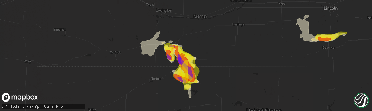 Hail map in Alma, NE on April 28, 2022