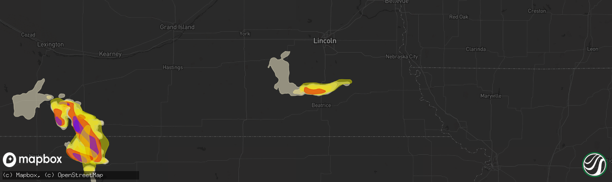 Hail map in De Witt, NE on April 28, 2022