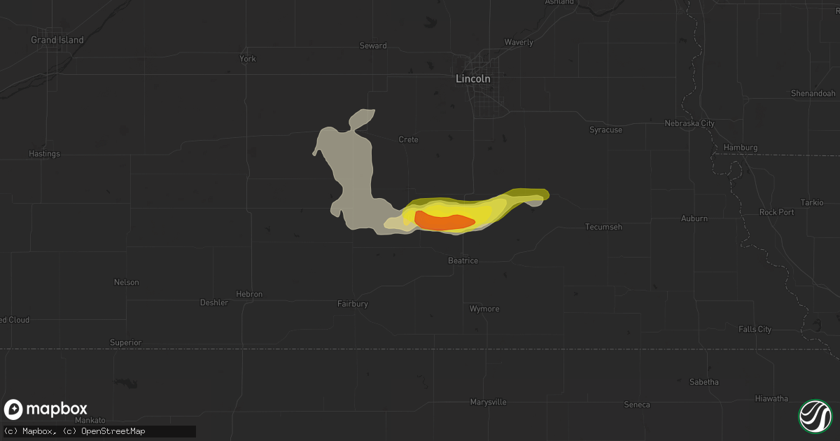Hail map in De Witt, NE on April 28, 2022