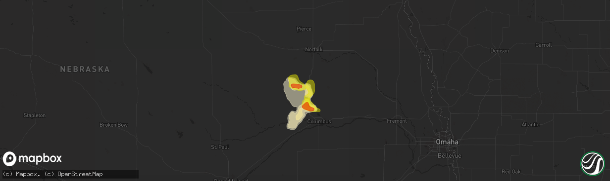 Hail map in Humphrey, NE on April 28, 2022