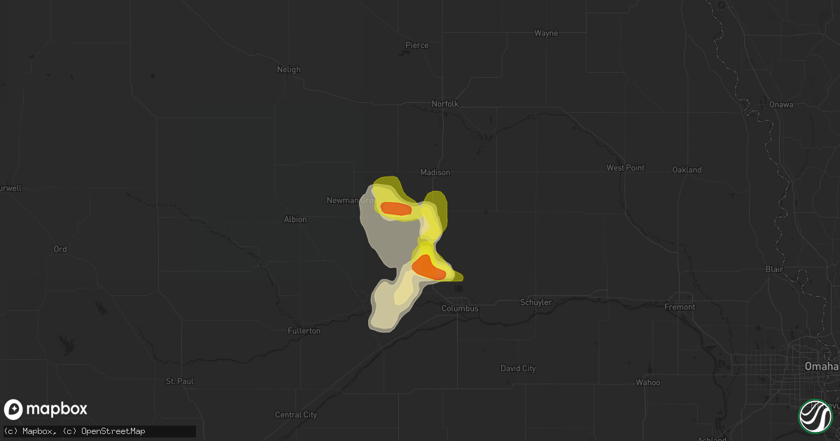 Hail map in Humphrey, NE on April 28, 2022