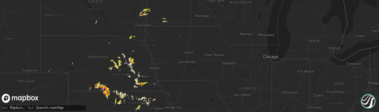 Hail map in Iowa on April 28, 2022