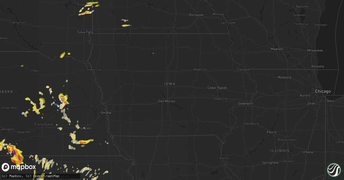 Hail map in Iowa on April 28, 2022