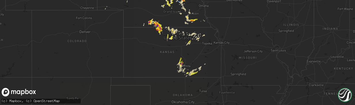 Hail map in Kansas on April 28, 2022