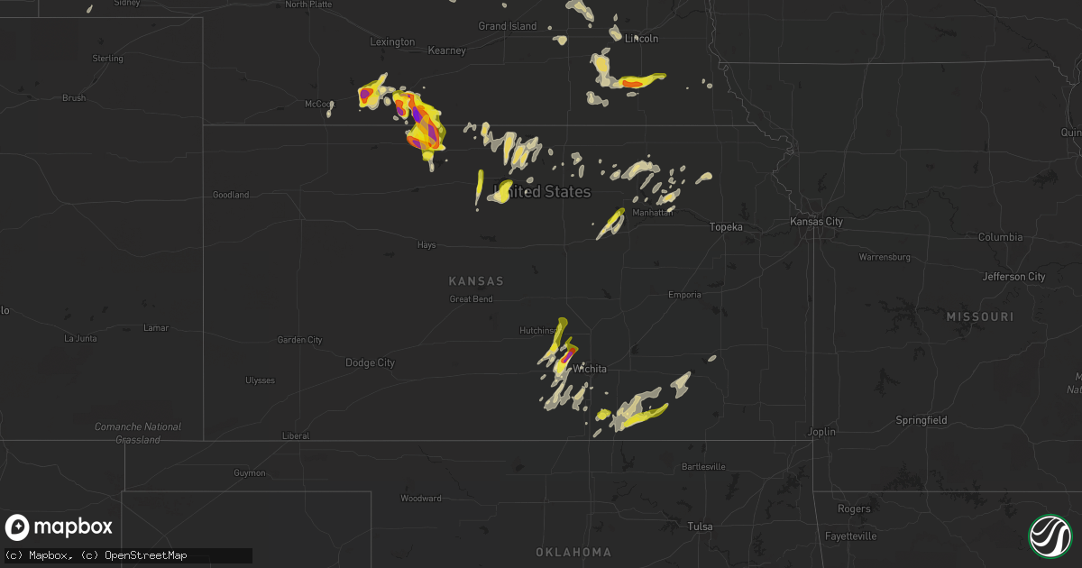 Hail map in Kansas on April 28, 2022
