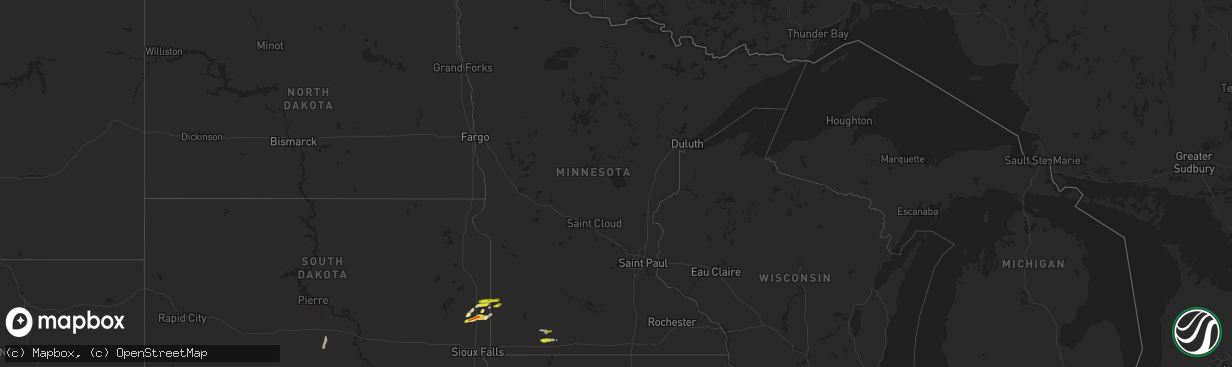 Hail map in Minnesota on April 28, 2022