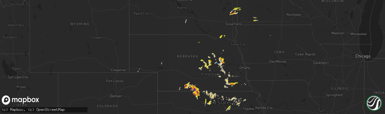 Hail map in Nebraska on April 28, 2022