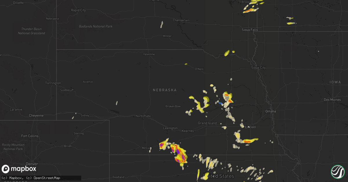 Hail map in Nebraska on April 28, 2022
