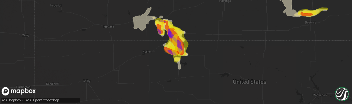 Hail map in Phillipsburg, KS on April 28, 2022