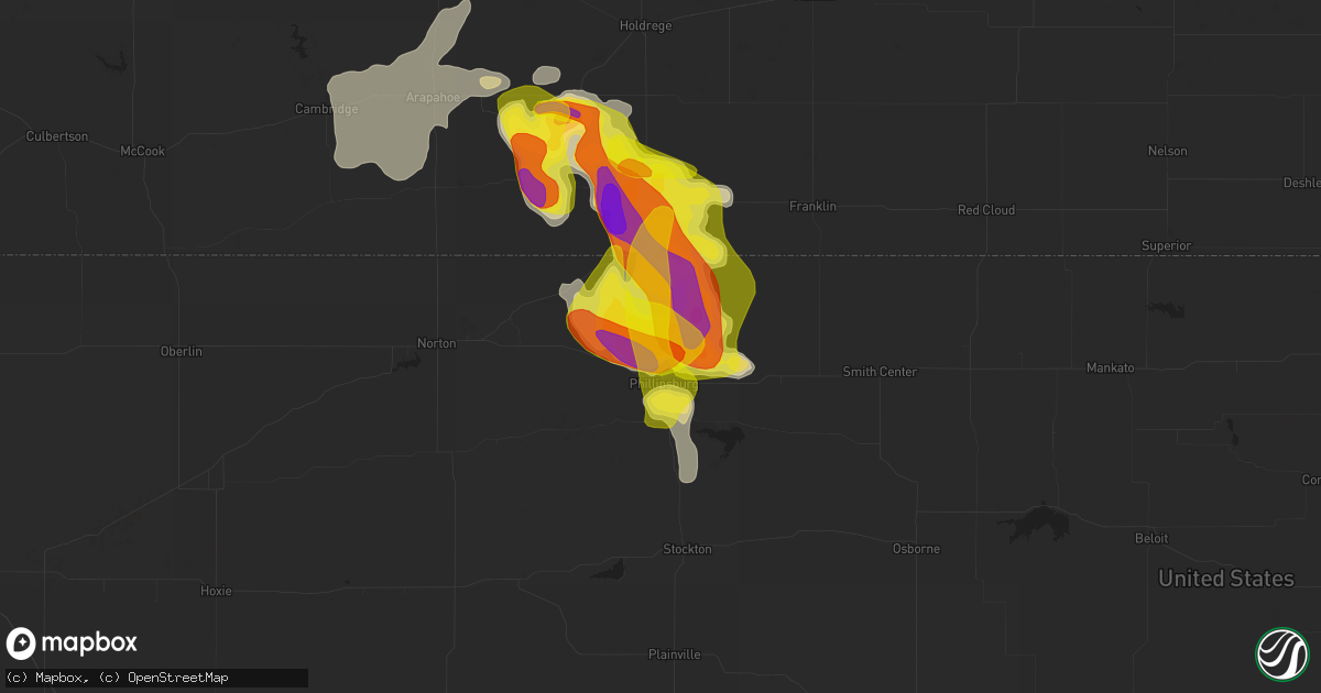 Hail map in Phillipsburg, KS on April 28, 2022