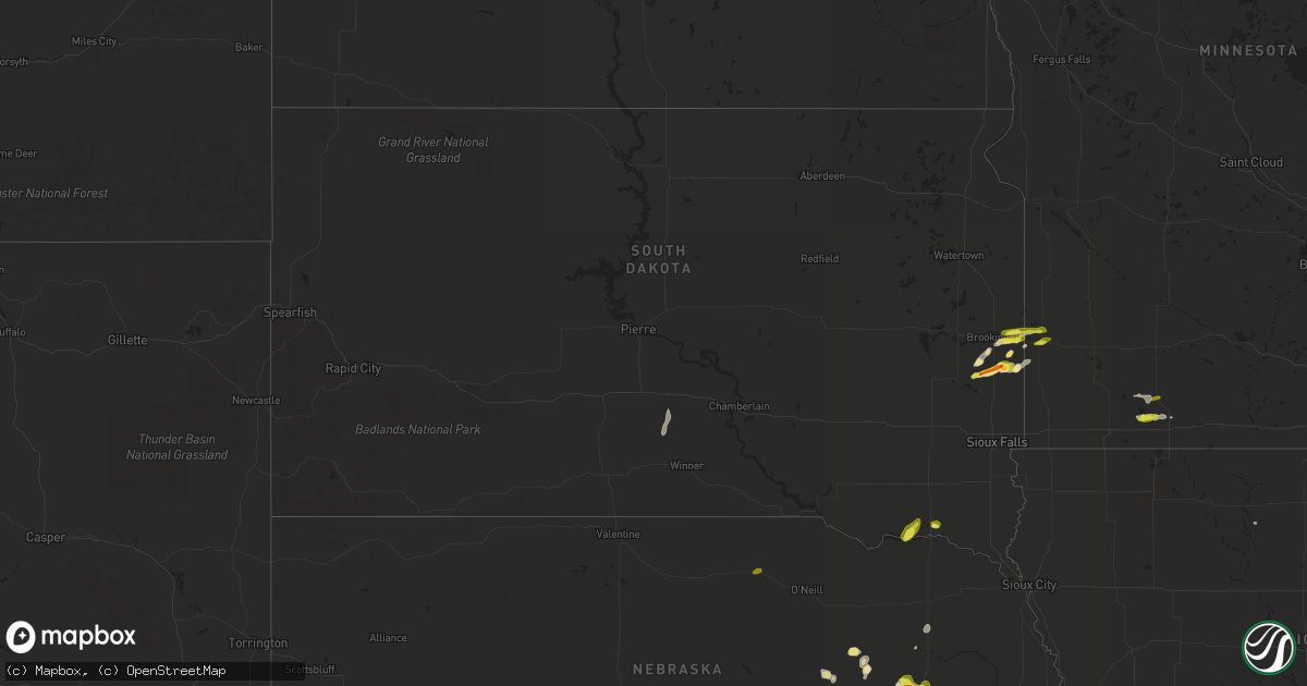 Hail map in South Dakota on April 28, 2022