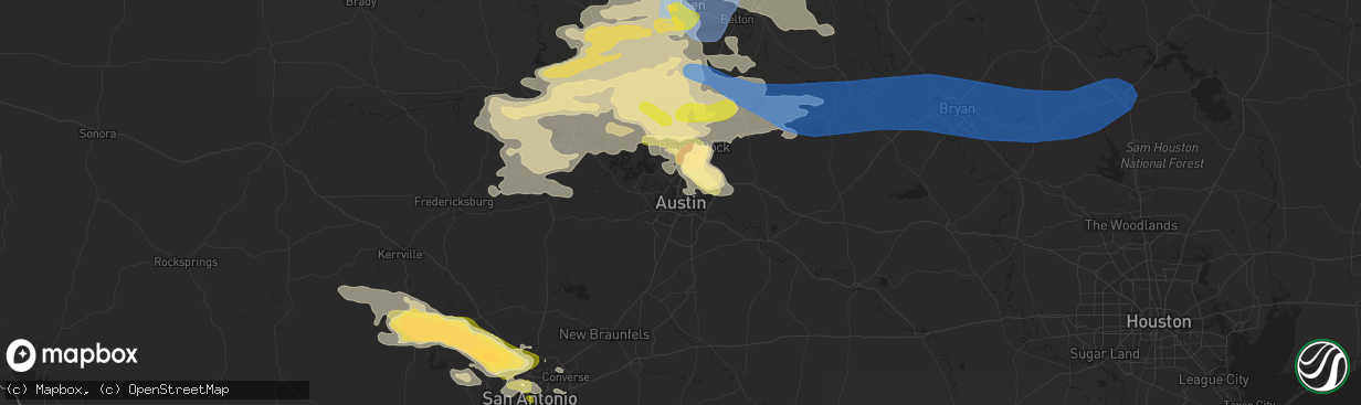 Hail map in Austin, TX on April 28, 2023