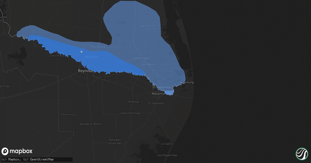 Hail map in Brownsville, TX on April 28, 2023